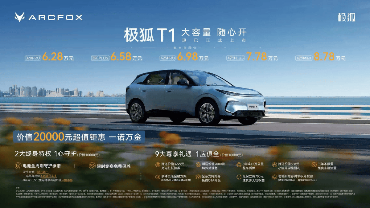 6.28万起上市，极狐T1重构A0级精品纯电汽车价值