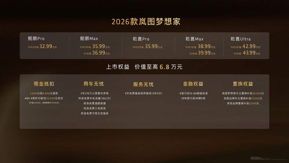 混动MPV之王！2026款岚图梦想家32.99万起正式上市
