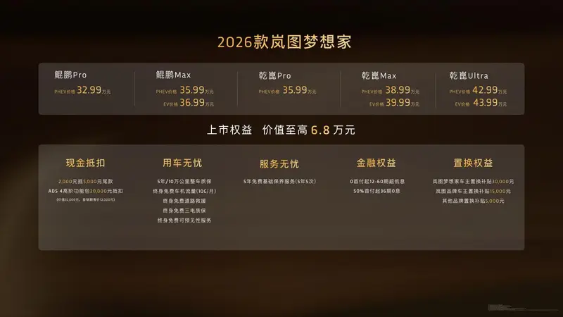 混动MPV之王2026岚图梦想家32.99万起正式上市！