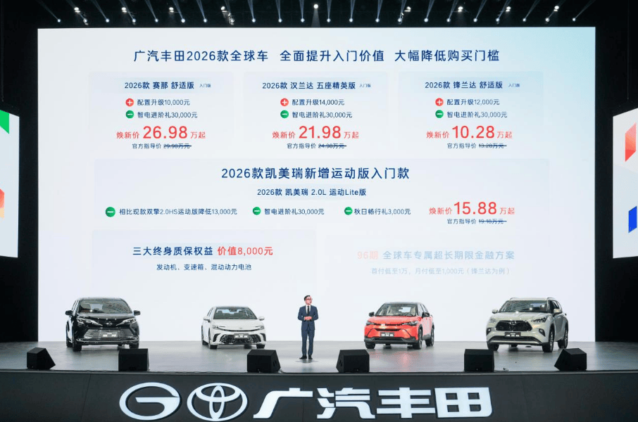广汽丰田2026款全球车上市：4款新车，款款诚意十足