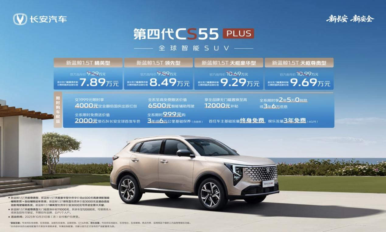 优惠后7.89万起 “全球智能SUV”第四代CS55PLUS正式发布